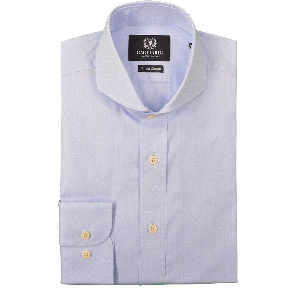 Sky Herringbone With Diamond Jacquard Business Shirt - Gagliardi