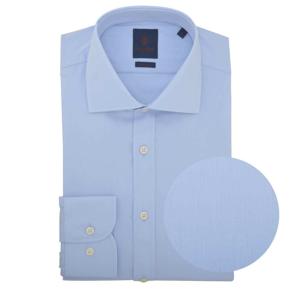 Slim Fit Sky Poplin Cutaway Collar Non-iron Shirt - Gagliardi
