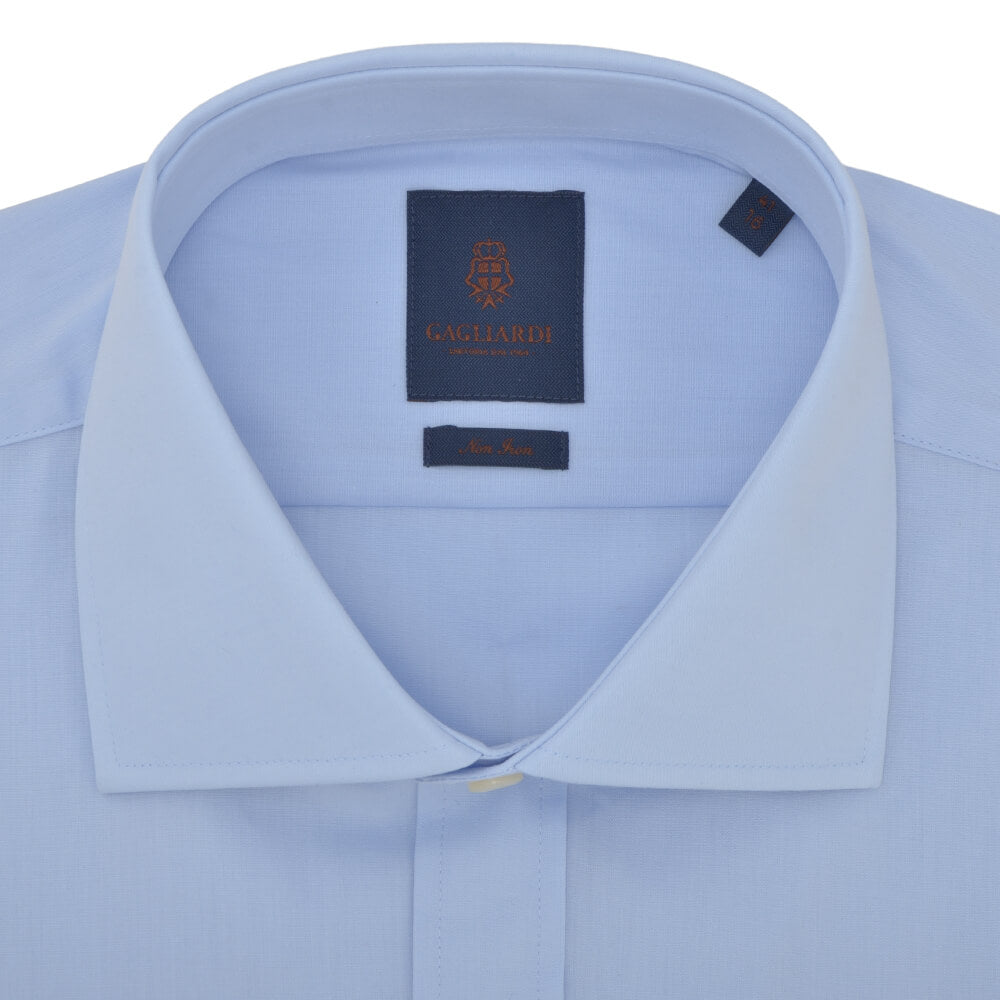 Slim Fit Sky Poplin Cutaway Collar Non-iron Shirt - Gagliardi