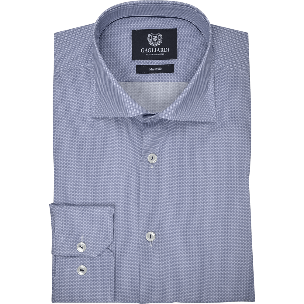 Navy Micro Hatch Print Mirabilis Business Shirt - Gagliardi