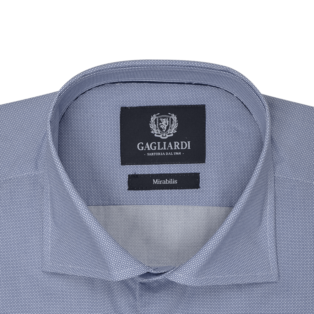 Navy Micro Hatch Print Mirabilis Business Shirt - Gagliardi