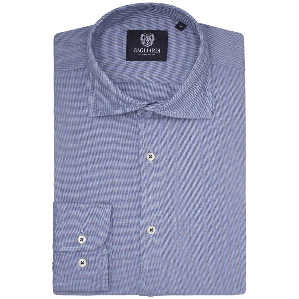 Navy Chevron Slim Fit Cutaway Collar Shirt - Gagliardi