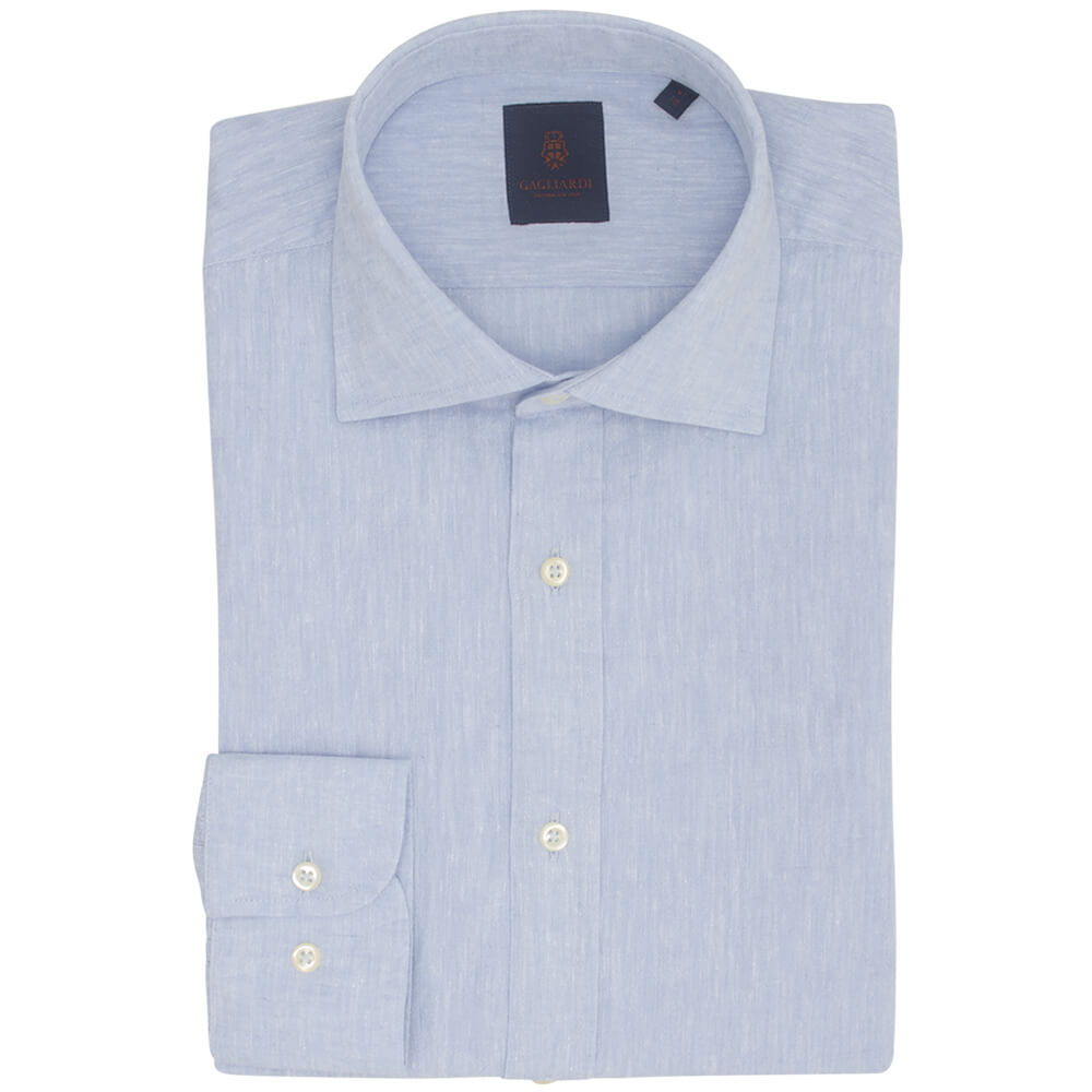 Sky Plain Slim Fit Long Sleeve Cutaway Collar Shirt - Gagliardi