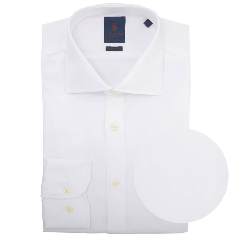 Slim Fit White Cutaway Collar Stretch Shirt - Gagliardi