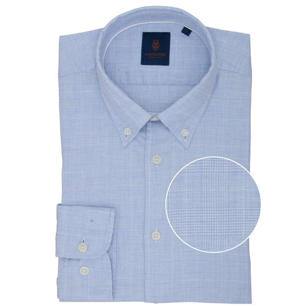 Slim Fit Sky Blue Cotton Button Down Shirt - Gagliardi