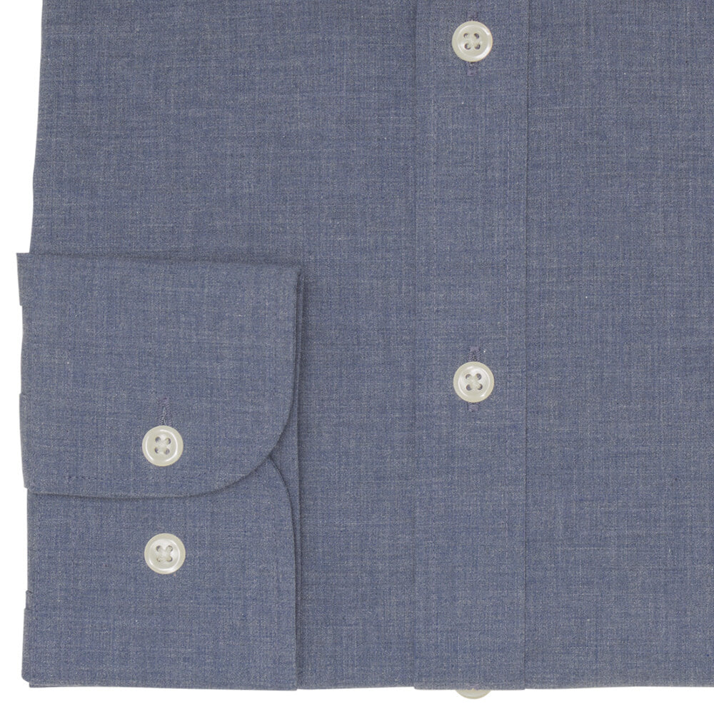 Navy Melange Poplin Slim Fit Shirt - Gagliardi