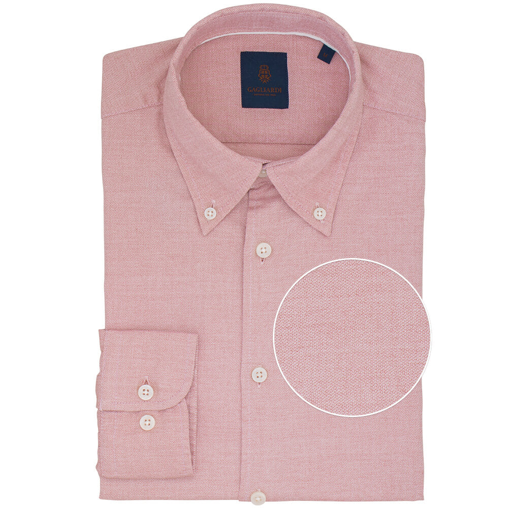 Slim Fit Red Cotton Button Down Shirt - Gagliardi