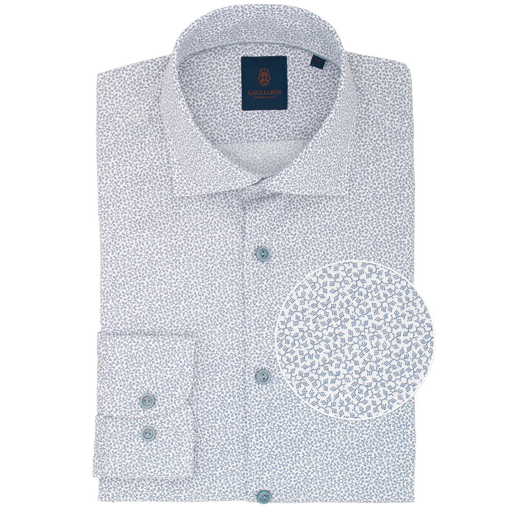 Slim Fit White Abstract Cotton Shirt - Gagliardi