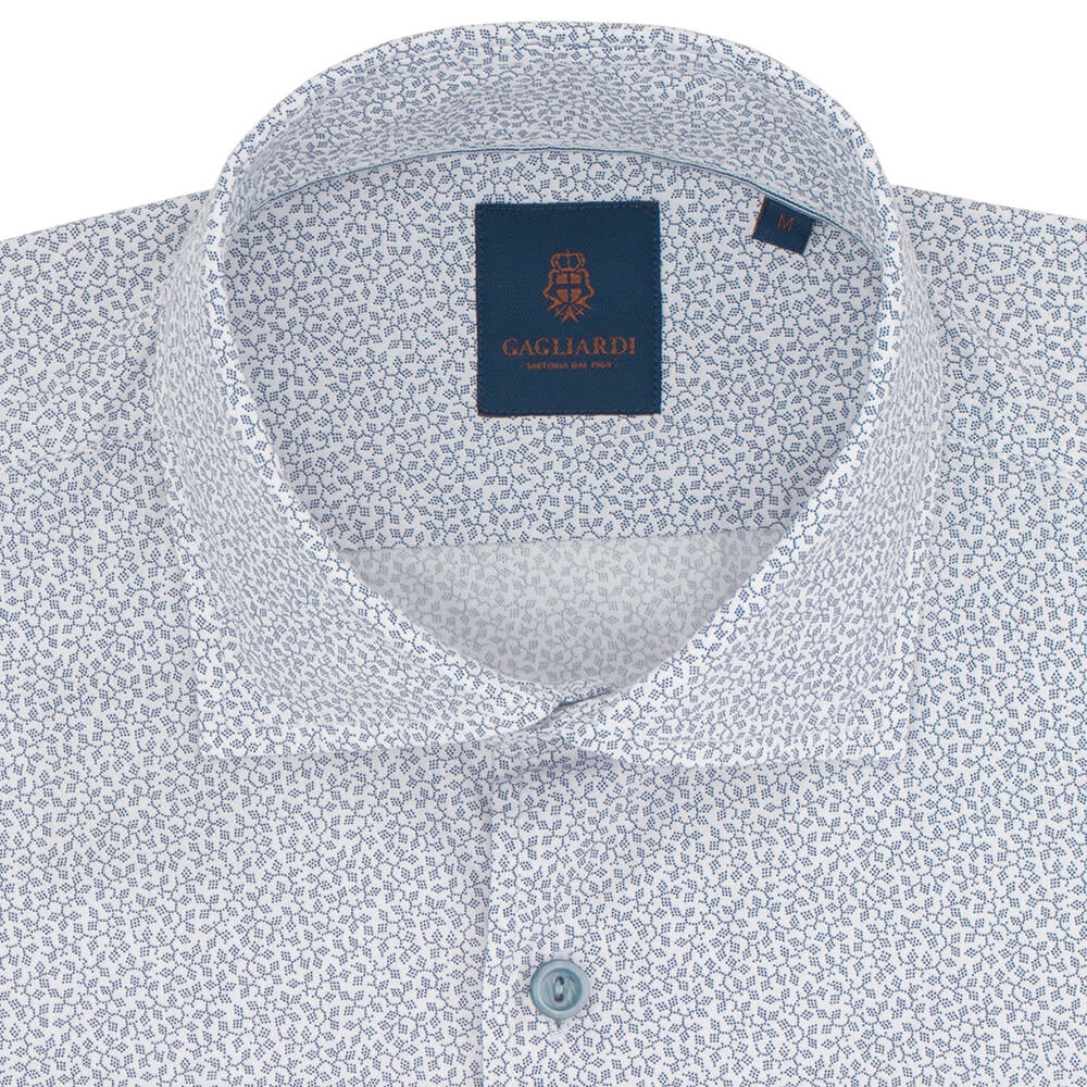 Slim Fit White Abstract Cotton Shirt - Gagliardi