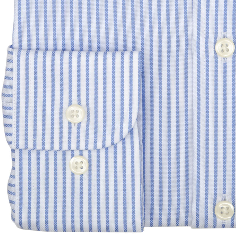Slim Fit Blue Bengal Stripe Non Iron Oxford Cotton Shirt - Gagliardi