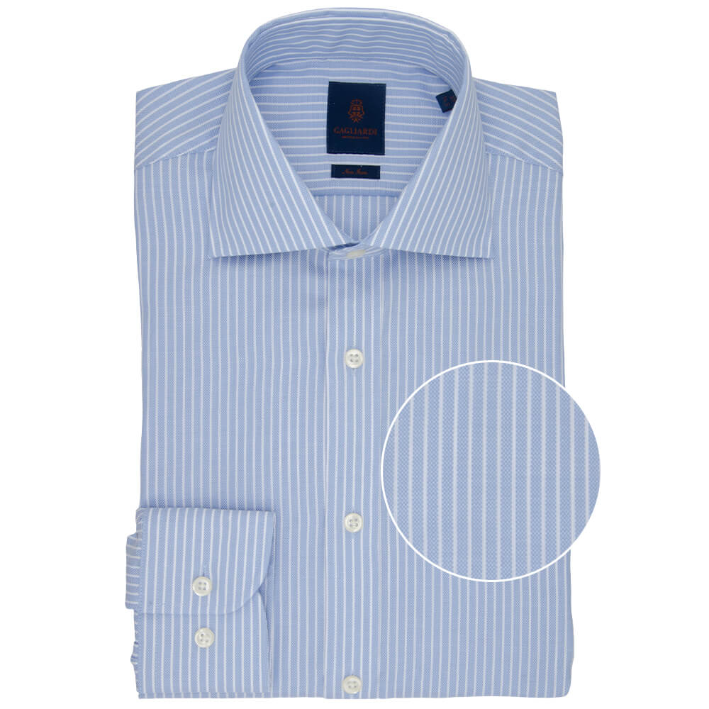 Slim Fit Sky Stripe Non Iron Oxford Cotton Shirt