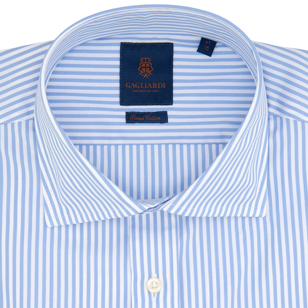 Slim Fit Sky Bengal Stripe Poplin Cotton Shirt - Gagliardi