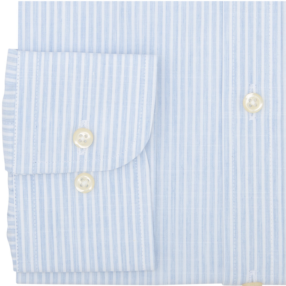Slim Fit Blue Melange Bengal Stripe Poplin Cotton Shirt - Gagliardi
