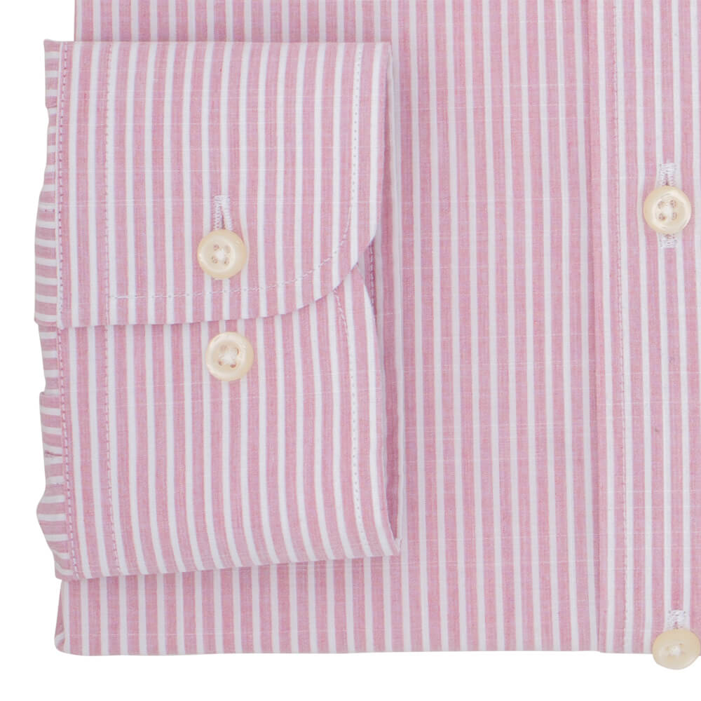 Slim Fit Pink Melange Bengal Stripe Poplin Cotton Shirt - Gagliardi