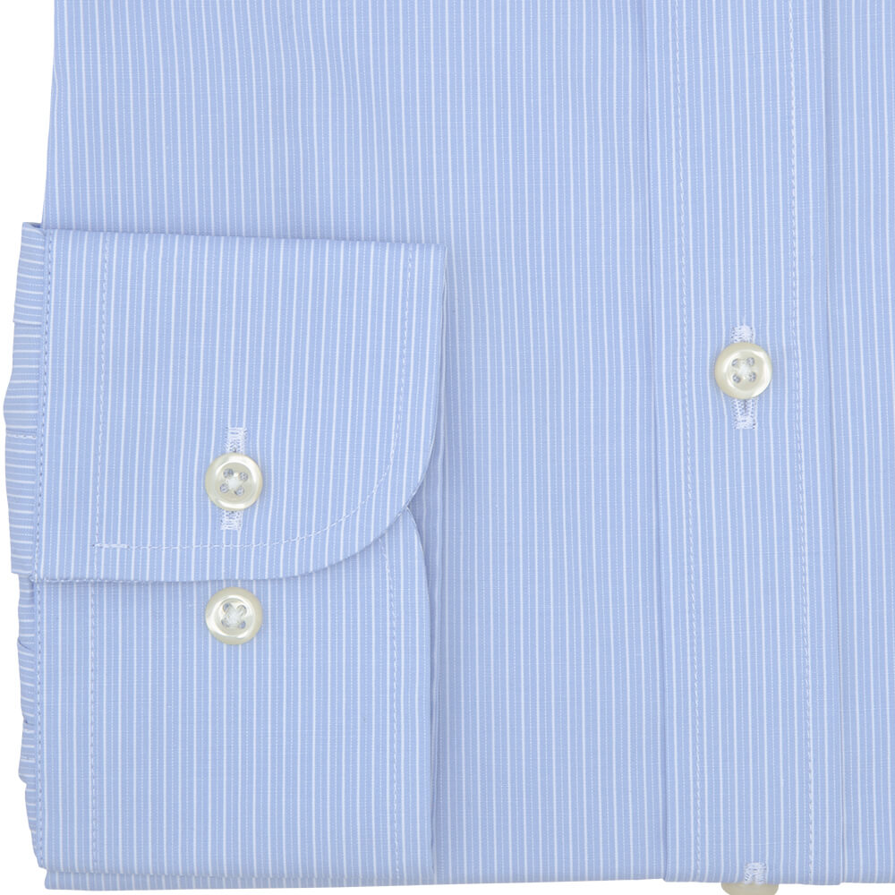 Slim Fit Blue Fine Stripe Poplin Cotton Shirt - Gagliardi