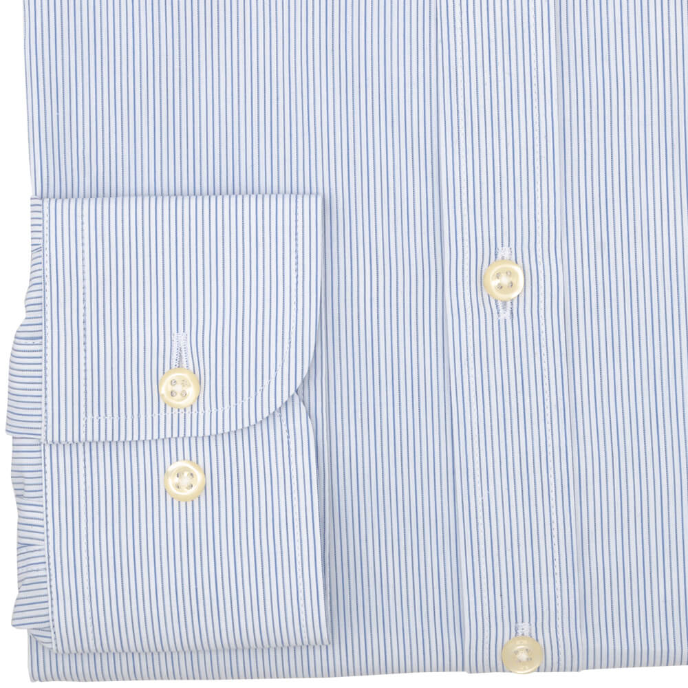 Slim Fit Blue Fine Stripe Poplin Cotton Shirt - Gagliardi