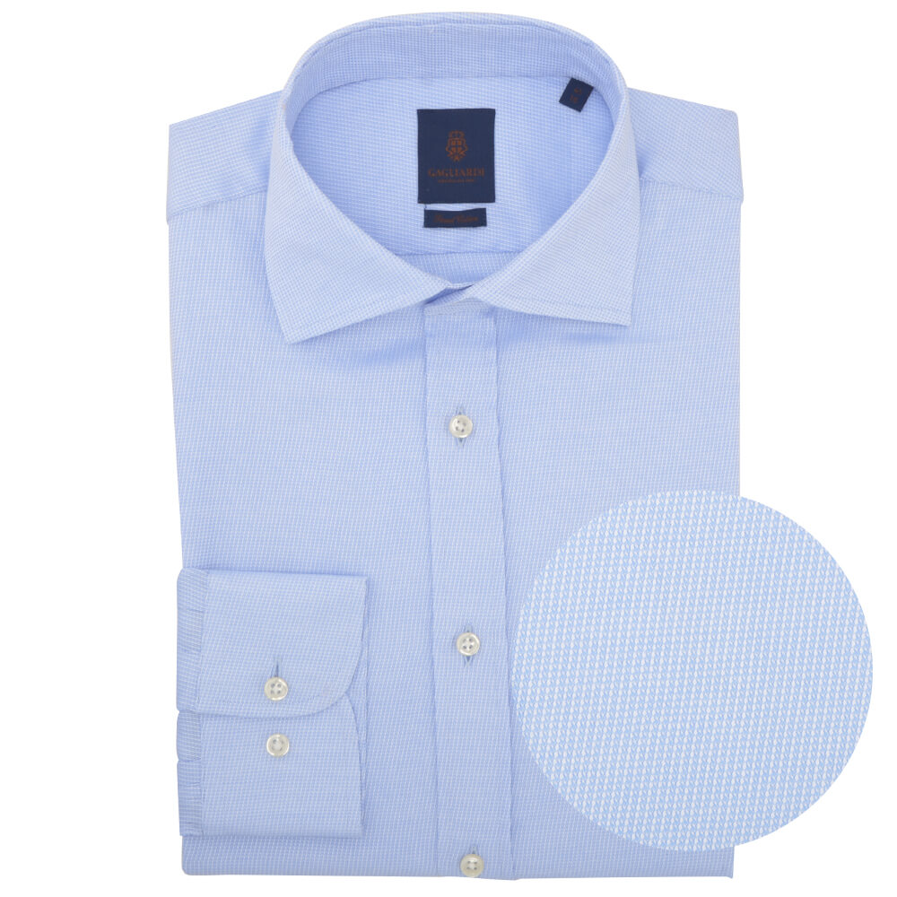 Slim Fit Sky Diagonal Weave Cutaway Collar Shirt - Gagliardi