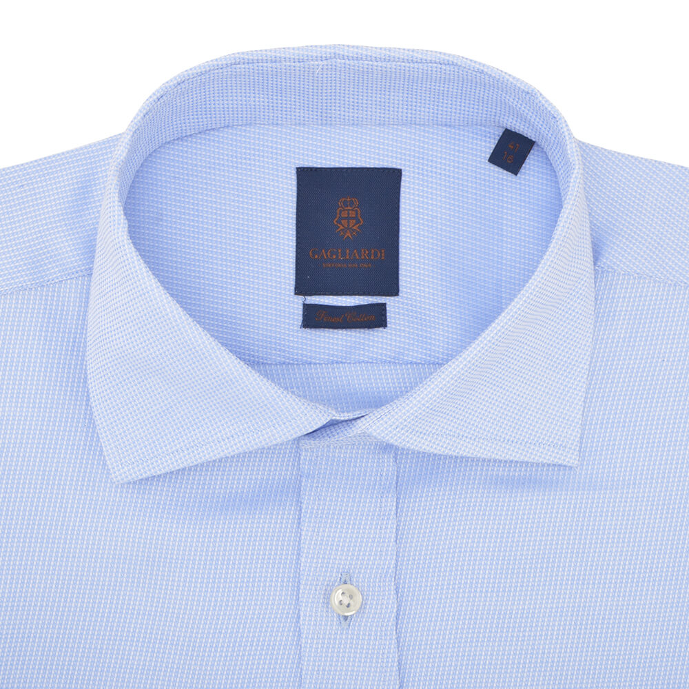 Slim Fit Sky Diagonal Weave Cutaway Collar Shirt - Gagliardi