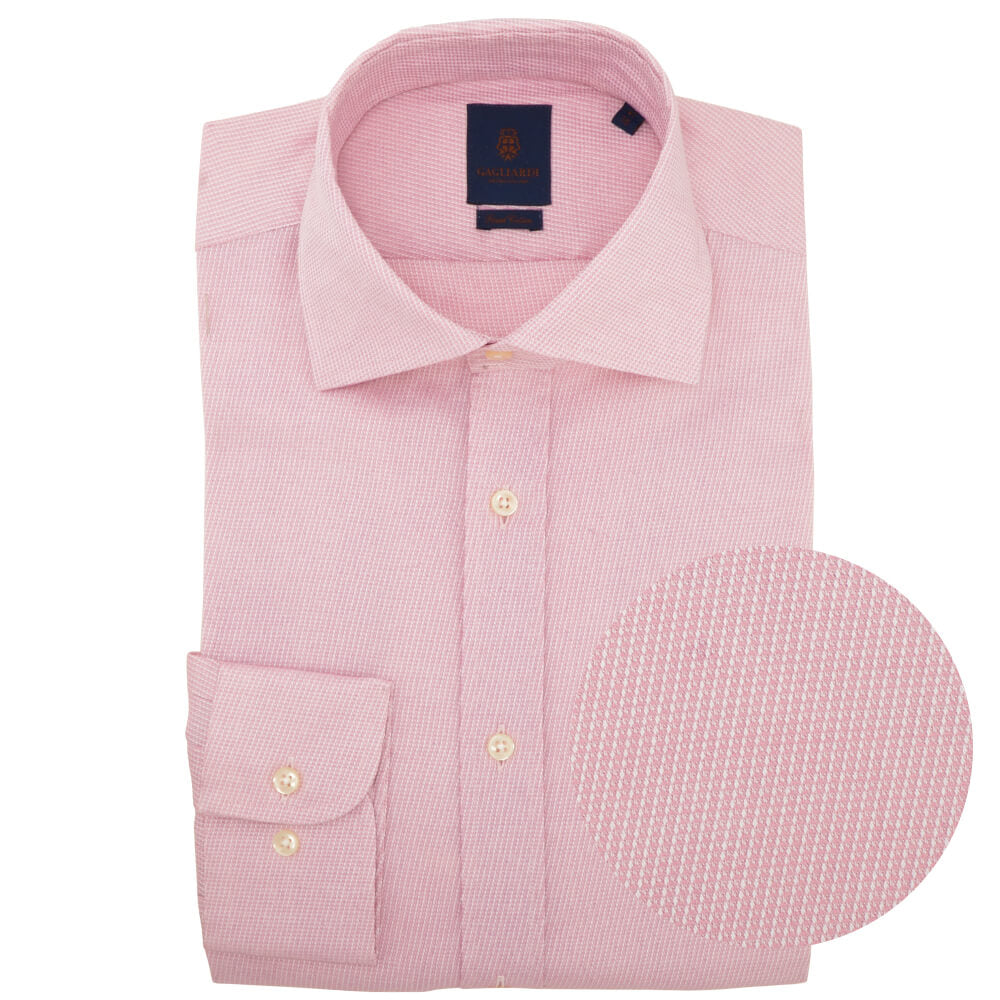 Slim Fit Pink Diagonal Weave Cutaway Collar Shirt - Gagliardi