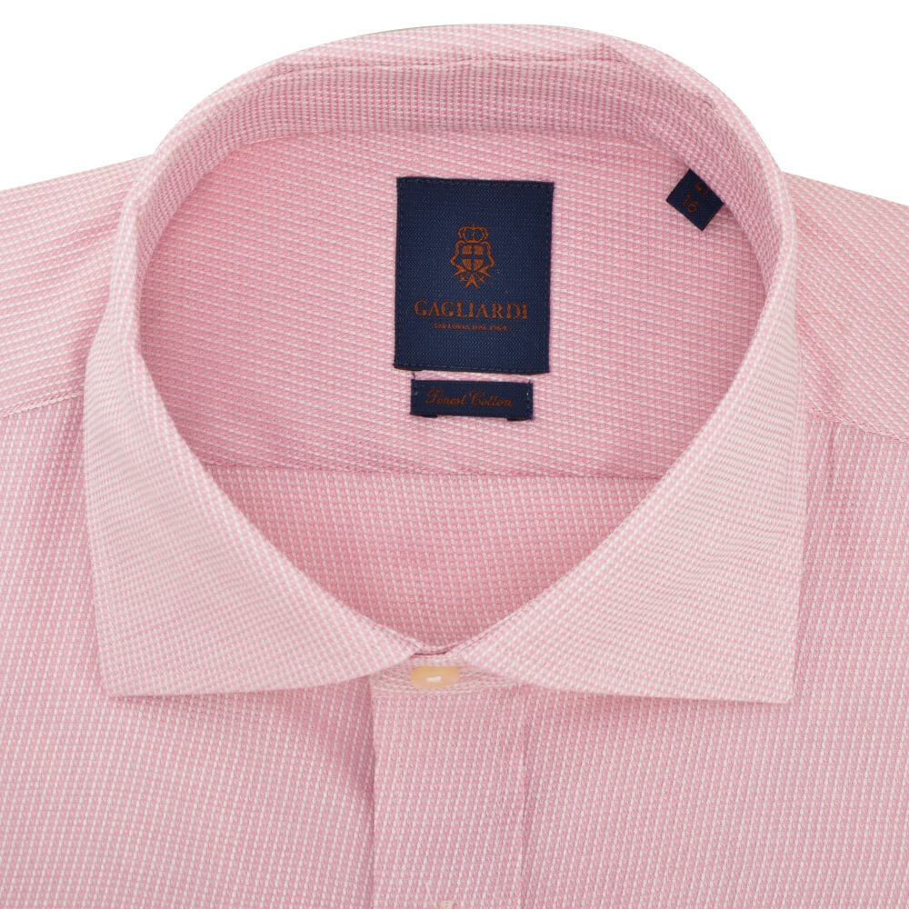 Slim Fit Pink Diagonal Weave Cutaway Collar Shirt - Gagliardi