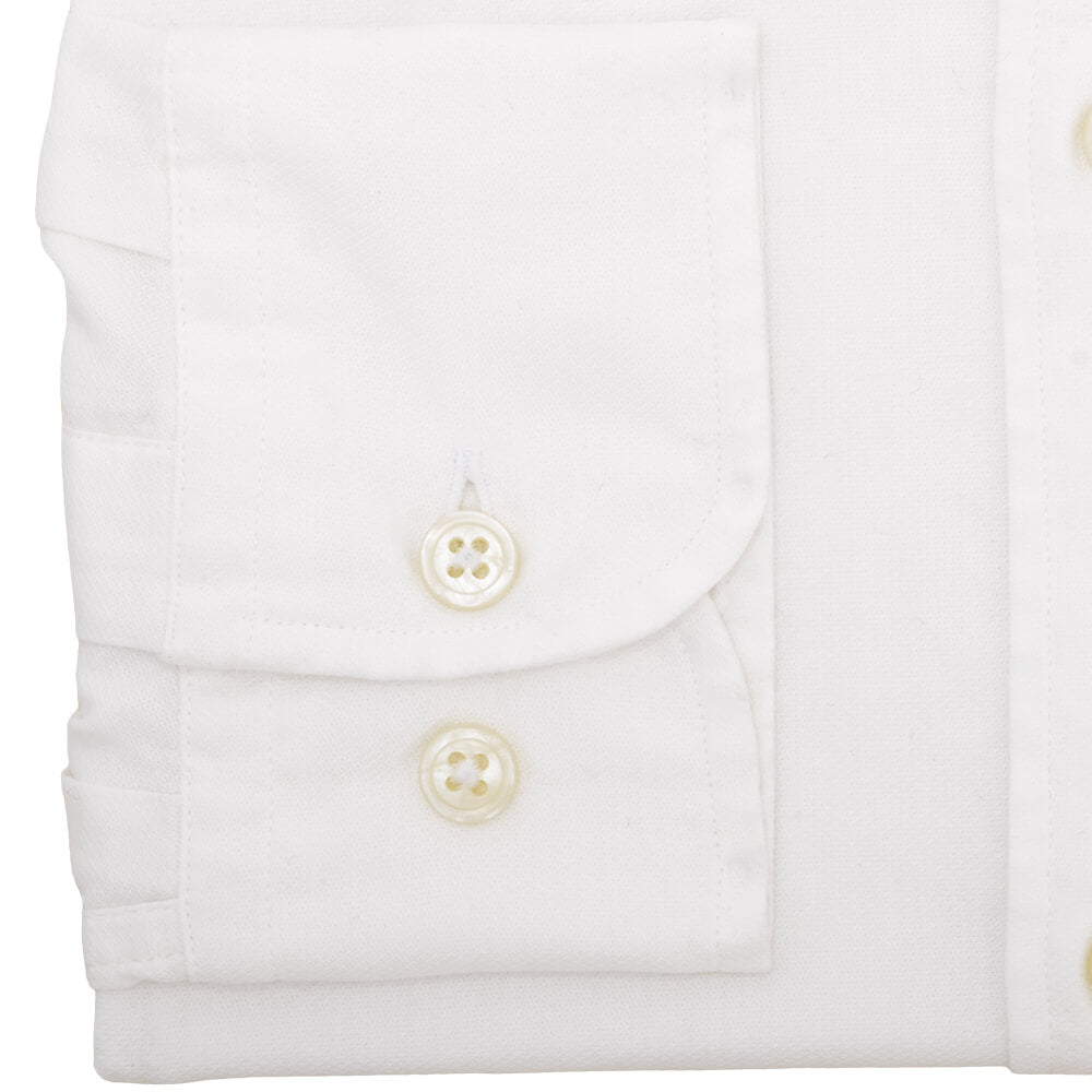 Slim Fit White Textured Button Down Collar Shirt - Gagliardi
