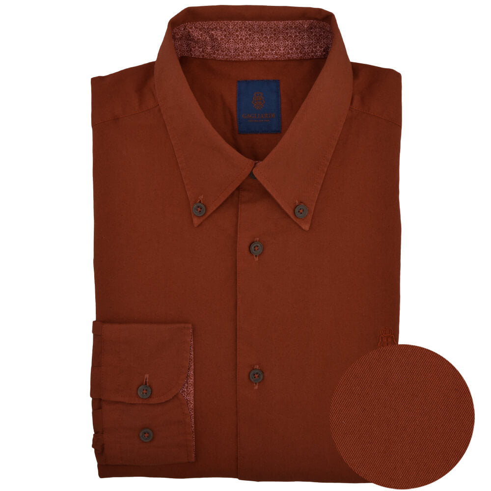 Slim Fit Rust Oxford Button Down Collar Shirt - Gagliardi