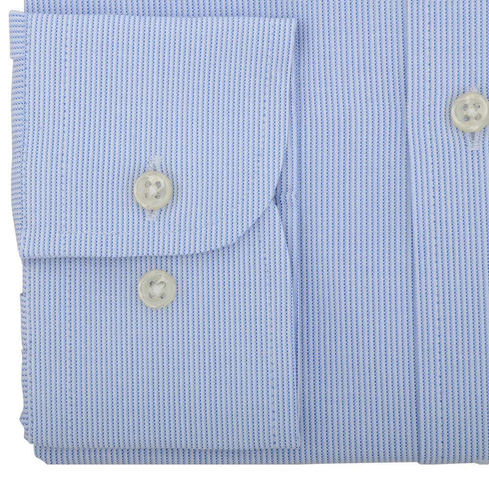 Blue Oxford Hairline Stripe Button Down Collar Shirt - Gagliardi