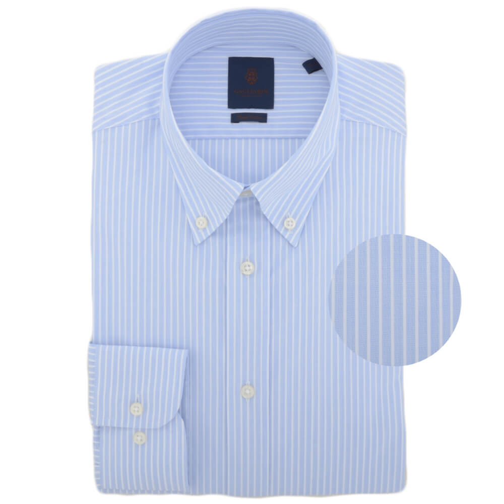 Sky Stripe End on End Button Down Collar Shirt - Gagliardi