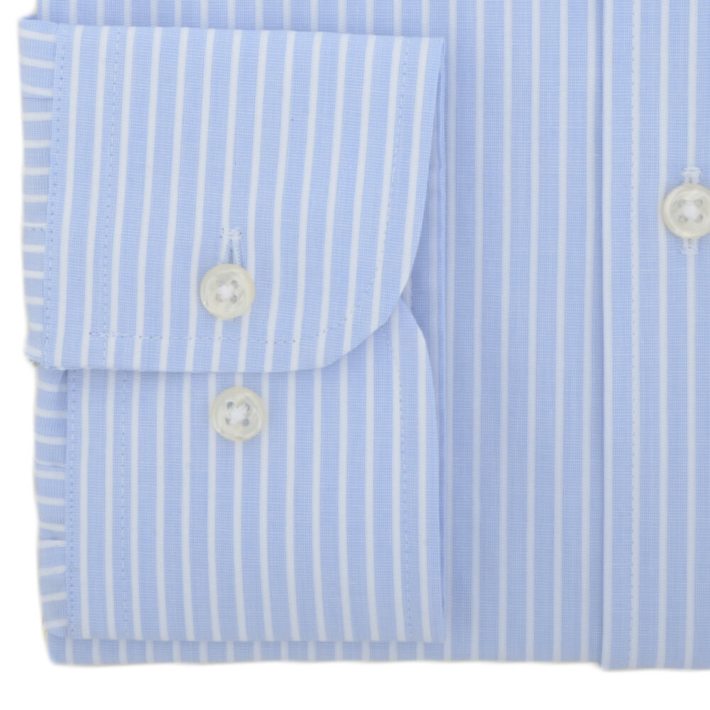 Sky Stripe End on End Button Down Collar Shirt - Gagliardi