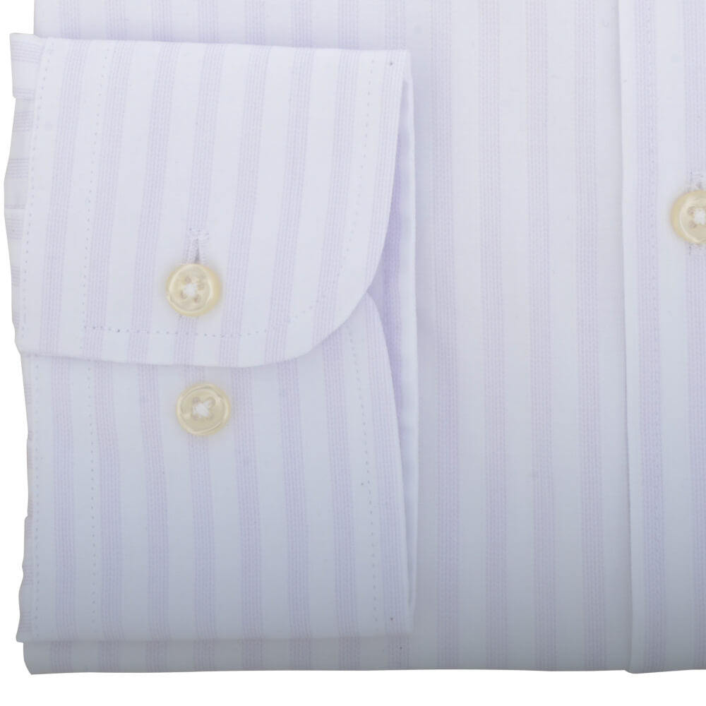 White with Subtle Lilac Stripe Cutaway Collar Shirt - Gagliardi