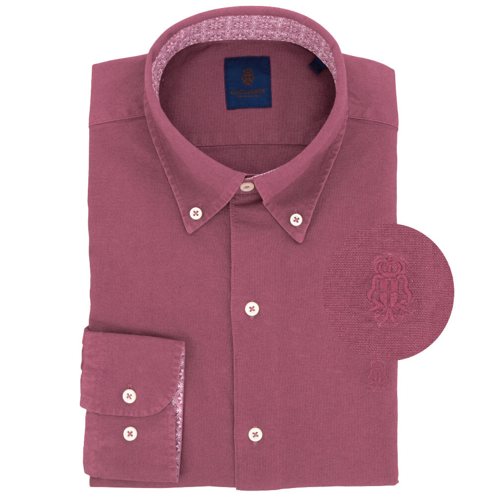 Raspberry Cotton Button Down Shirt - Gagliardi