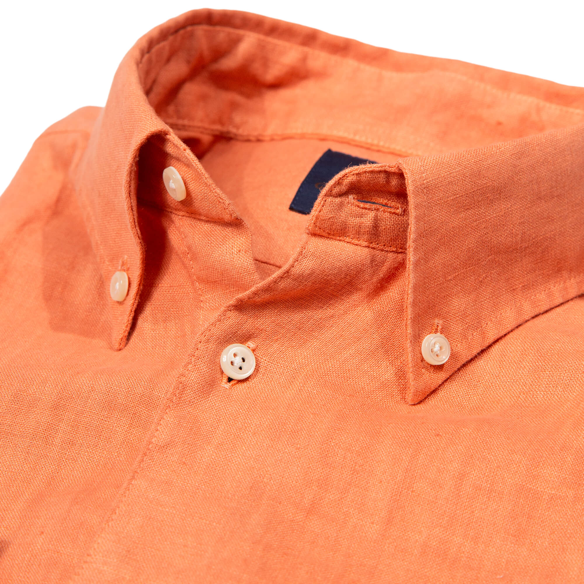 Slim Fit Orange Linen Garment Dyed Shirt