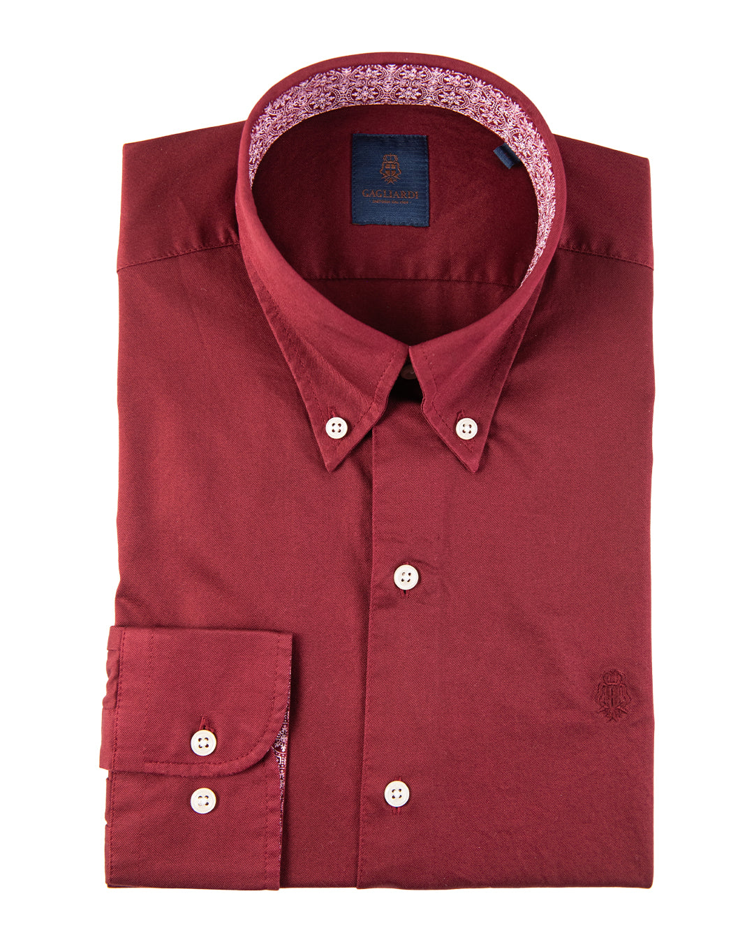 Bordeaux Cotton Twill Button Down Shirt