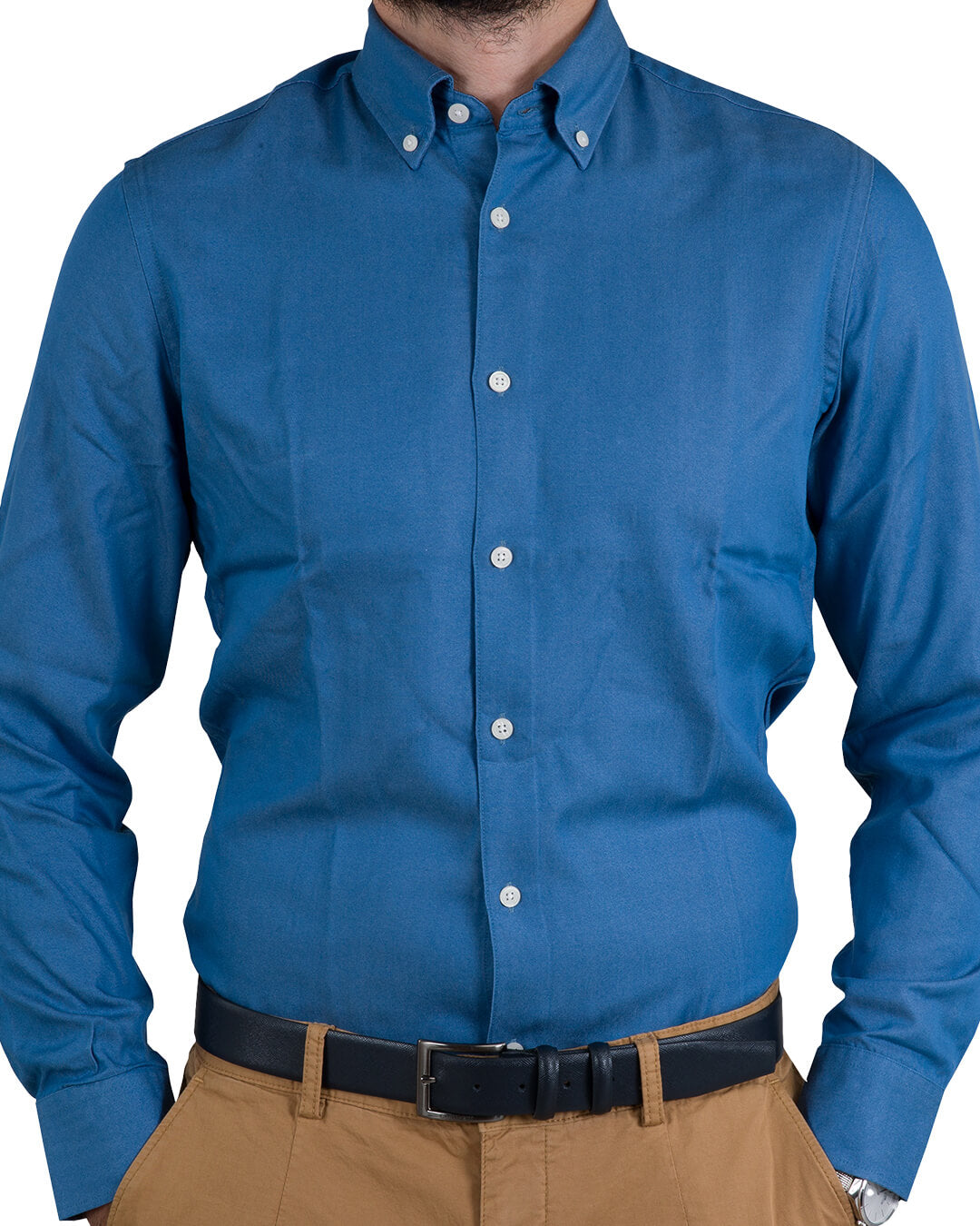 Koszula z guzikami w kolorze jasnoniebieskim z tencelu