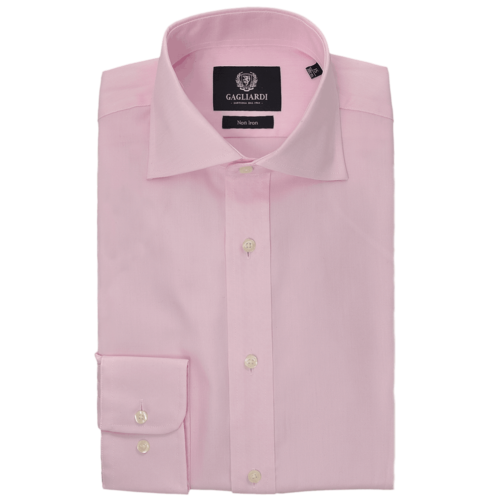 Pink Oxford Cutaway Collar Single Cuffed Slim-Fit Non-Iron Shirt - Gagliardi