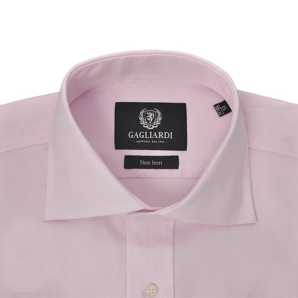 Pink Oxford Cutaway Collar Single Cuffed Slim-Fit Non-Iron Shirt - Gagliardi