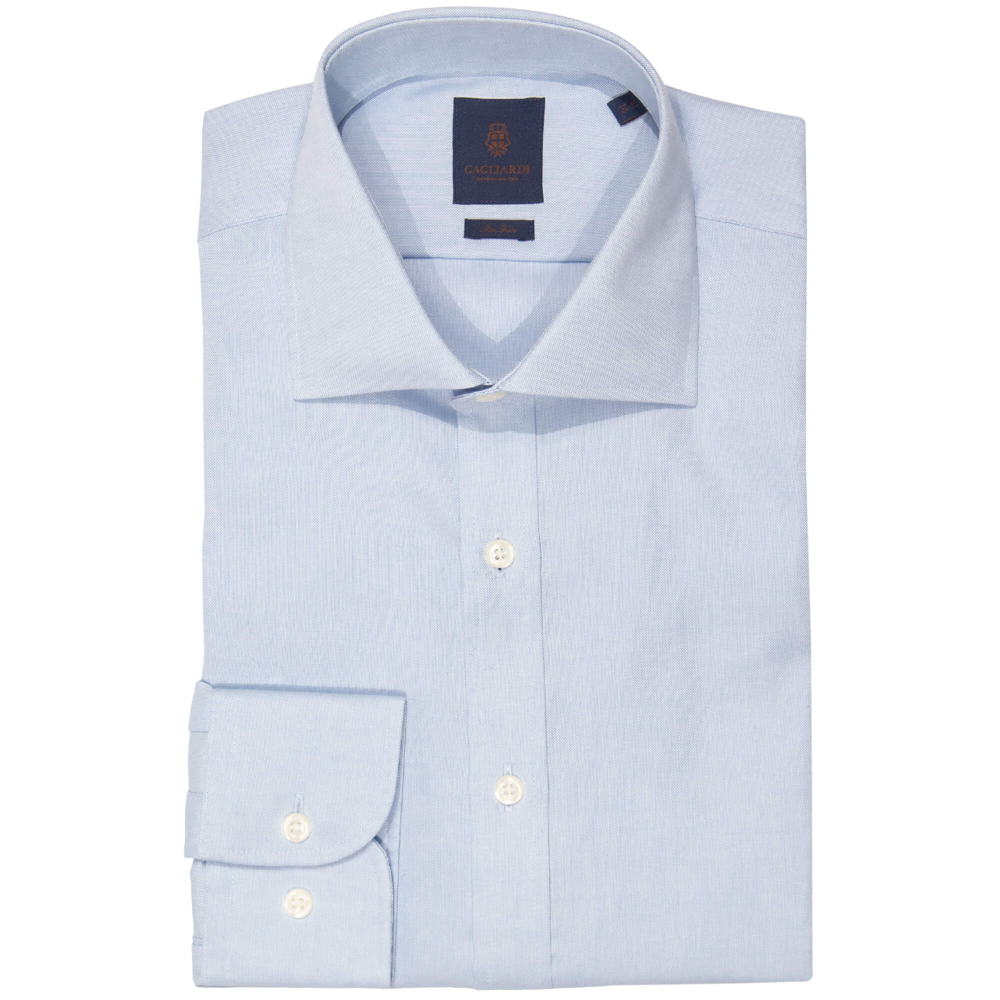 Sky Oxford Cutaway Collar Single Cuffed Slim-Fit Non-Iron Shirt