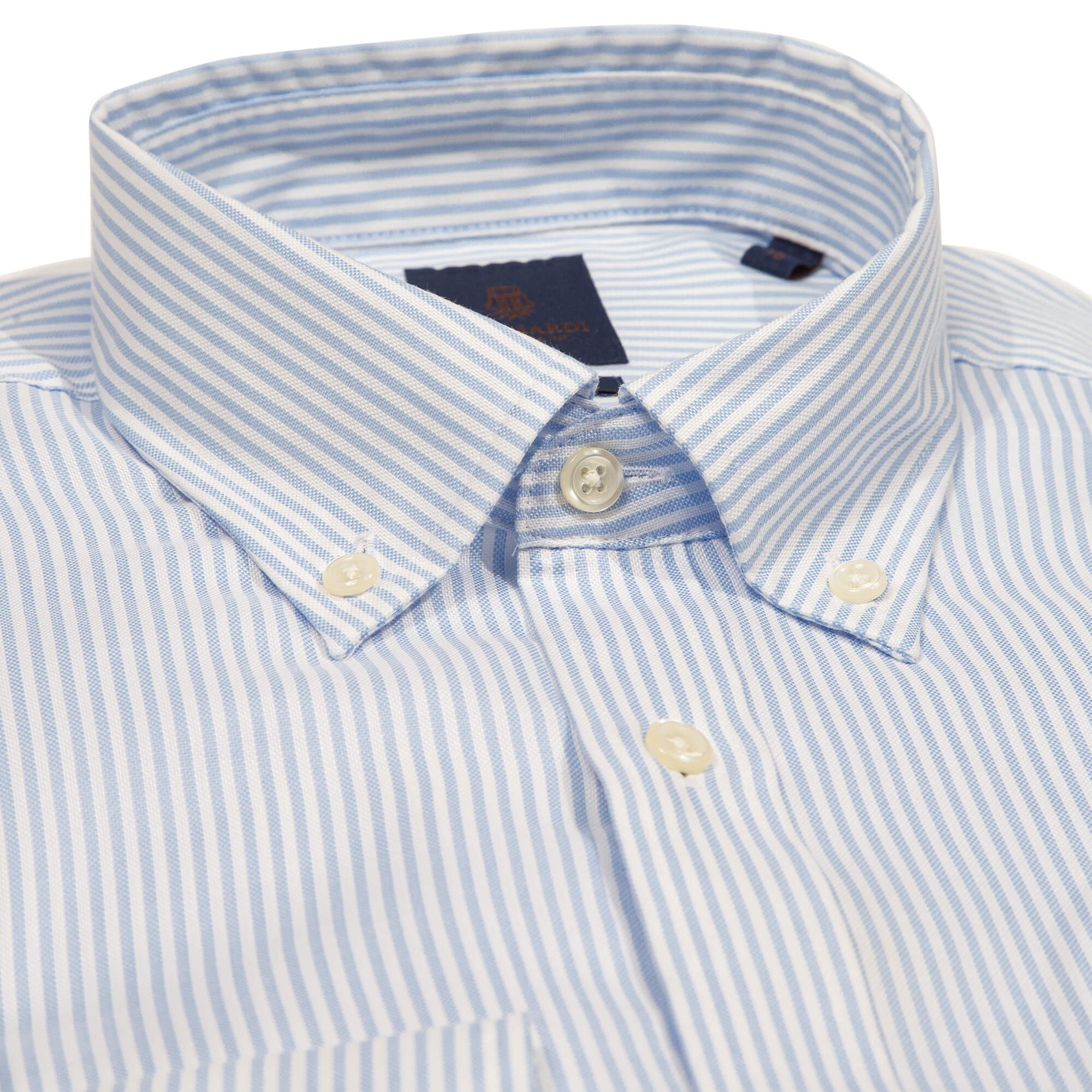 Sky & White Oxford Striped Buttondown Collar Single Cuffed Slim-Fit Non-Iron Shirt