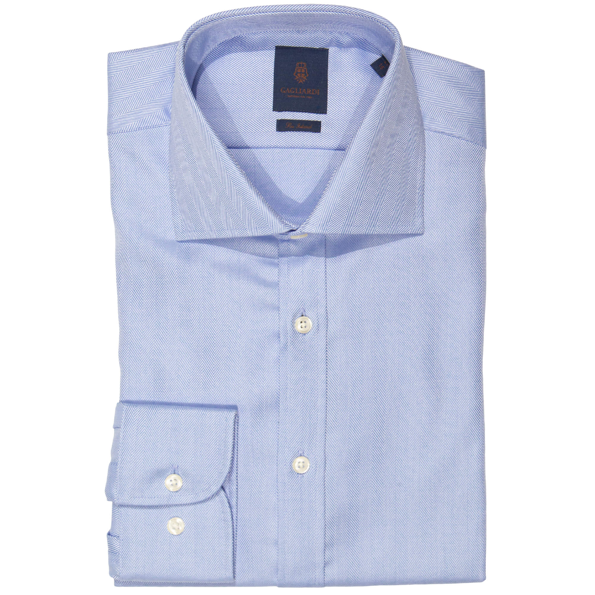 Sky Sea Island Cotton Herringbone Slim-Fit Shirt