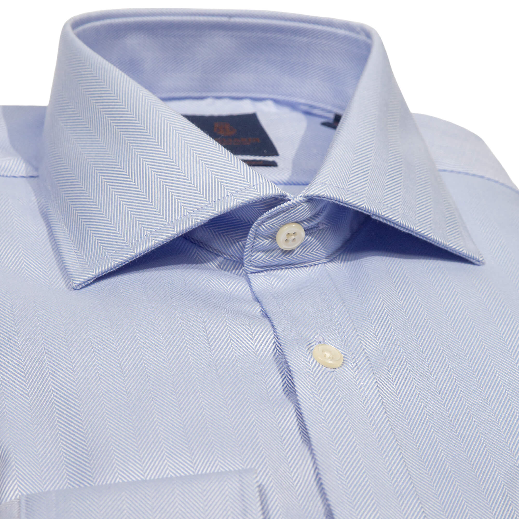 Sky Sea Island Cotton Herringbone Slim-Fit Shirt