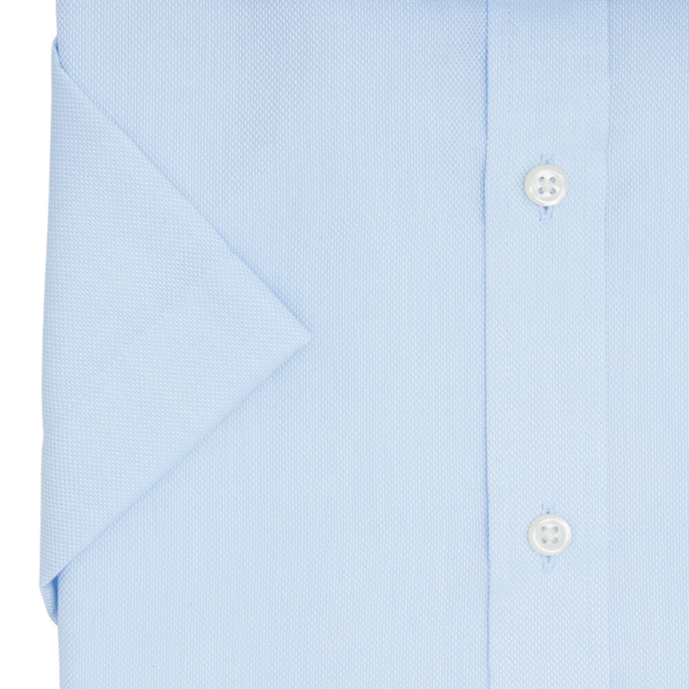 Sky Basketweave Slim Fit Short Sleeve Cutaway Collar Shirt - Gagliardi