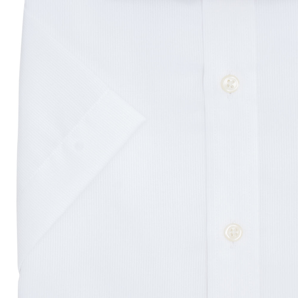 White Stripe Slim Fit Short Sleeve Cutaway Collar Shirt - Gagliardi