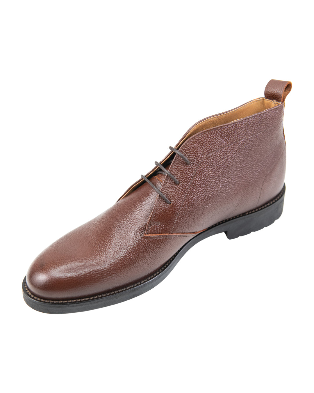 Brown Scotch Grain Leather Chukka Boots