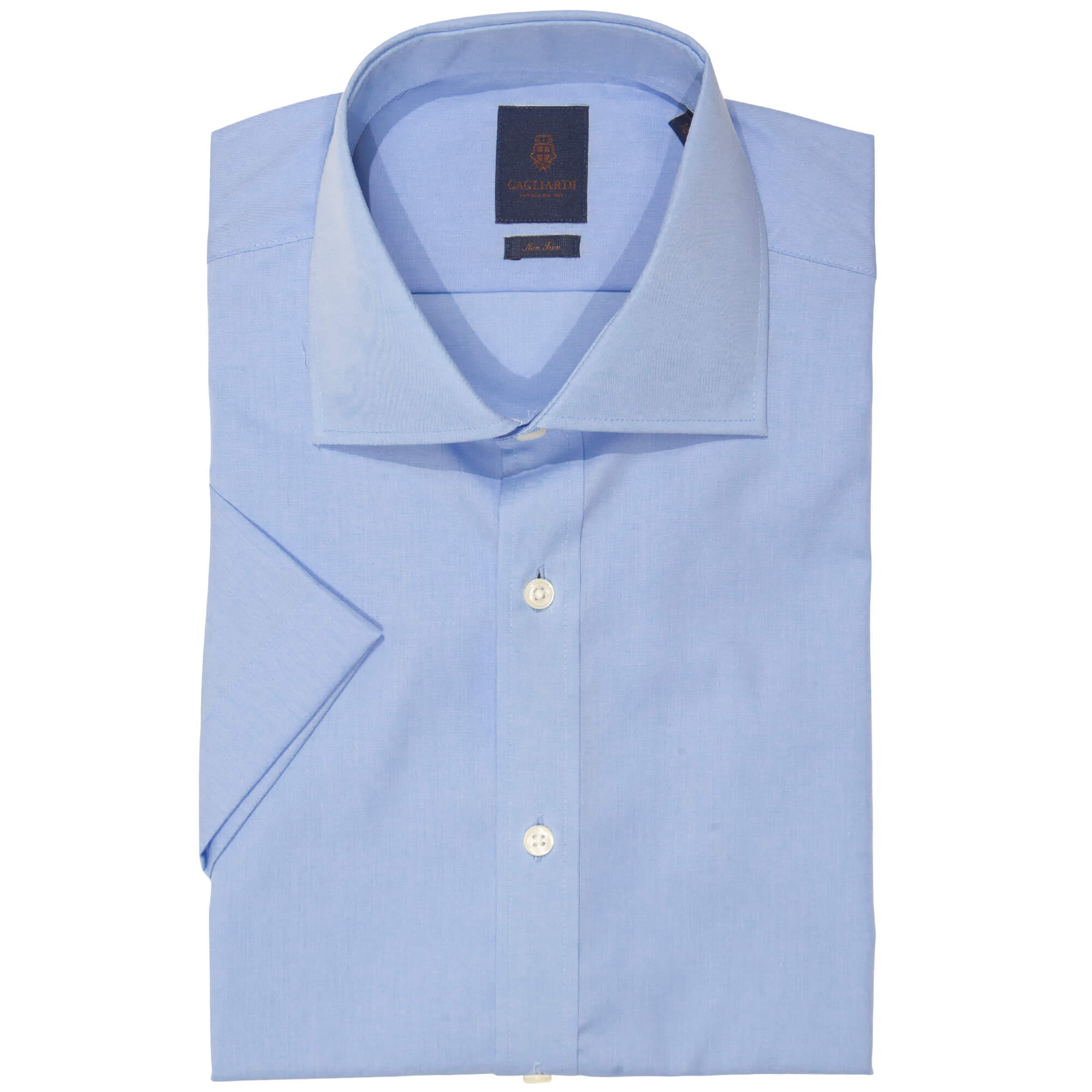 Slim Fit Sky Poplin Non Iron Cutaway Collar Short Sleeve Shirt