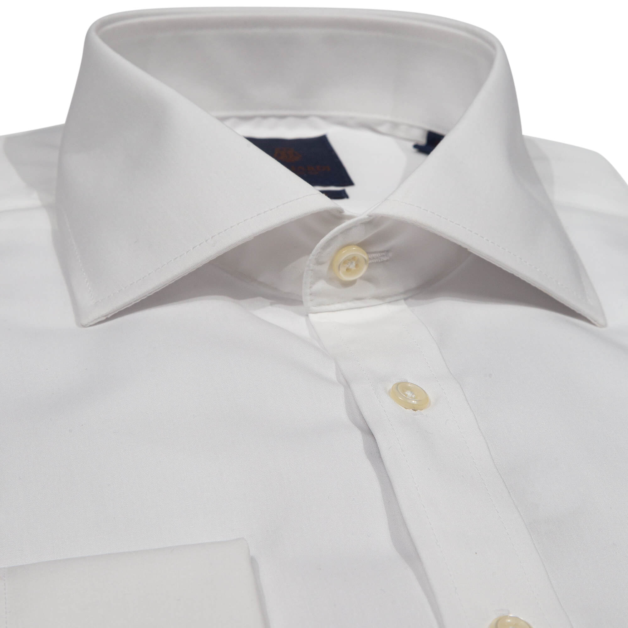 White Slim Fit Cutaway Collar Double Cuffed Shirt