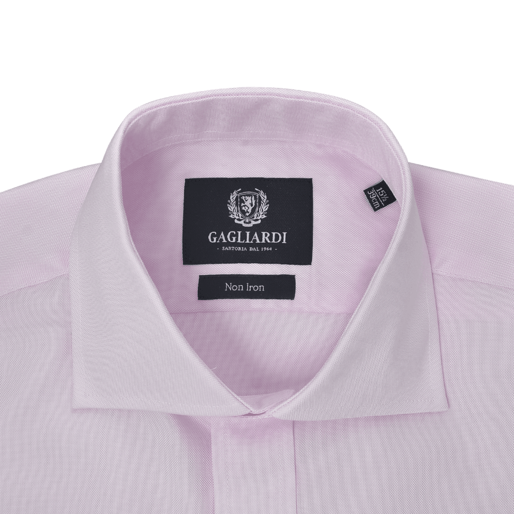 Pink Oxford Slim Fit Cutaway Collar Double Cuffed Shirt - Gagliardi