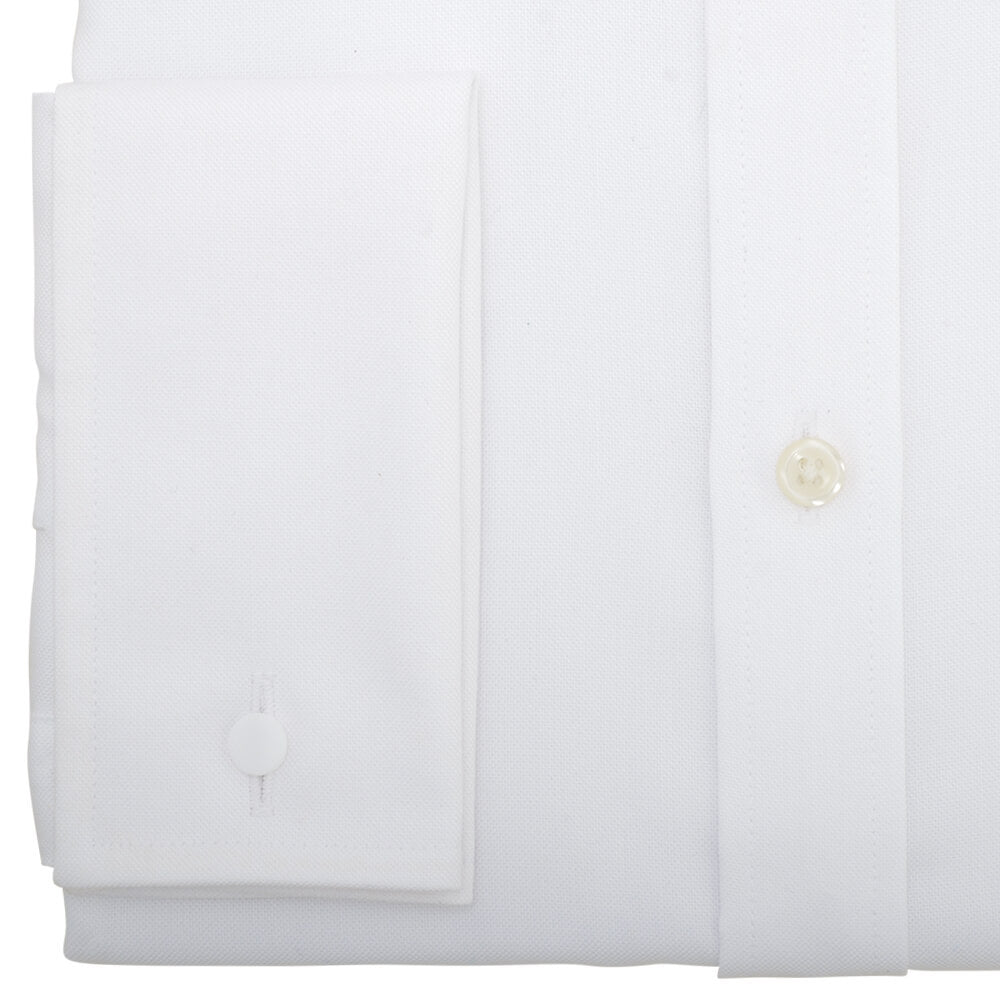 Slim Fit White Oxford Cutaway Collar Non-iron Double Cuff Shirt - Gagliardi