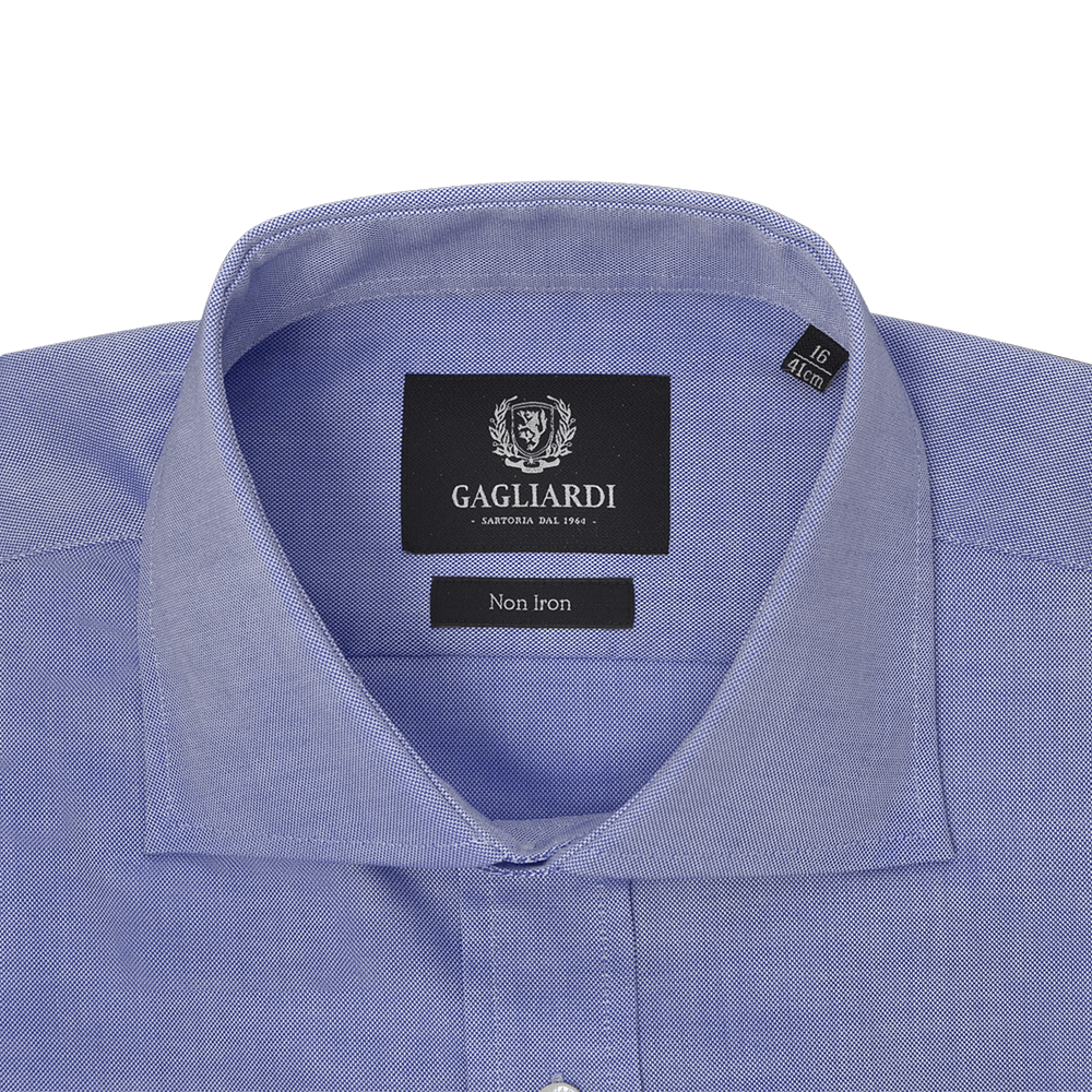 Blue Oxford Slim Fit Cutaway Collar Double Cuffed Shirt - Gagliardi