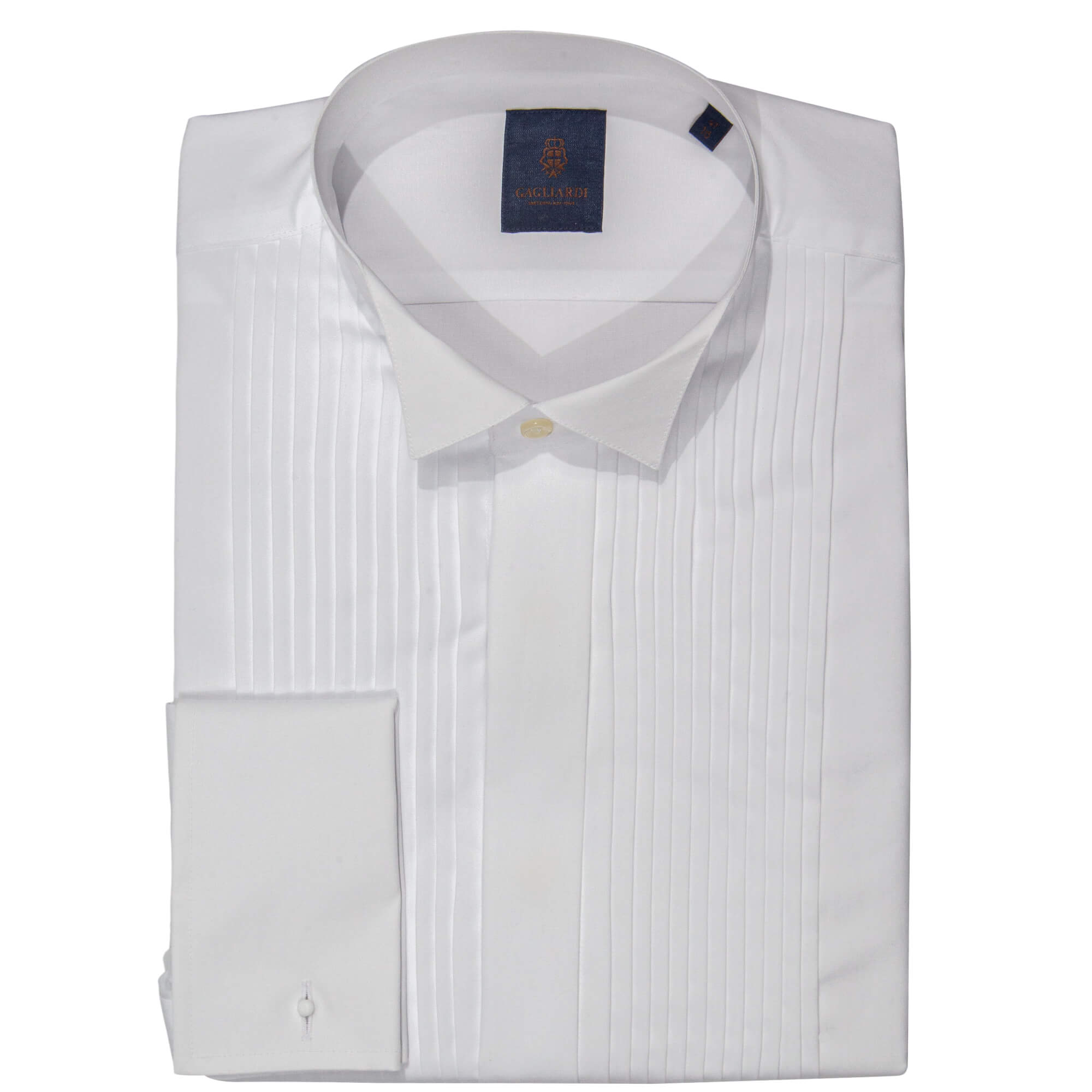 White Pleated Wing Collar & Fly Front Dress Shirt White Pleated Wing Collar & Fly Front Dress Shirt