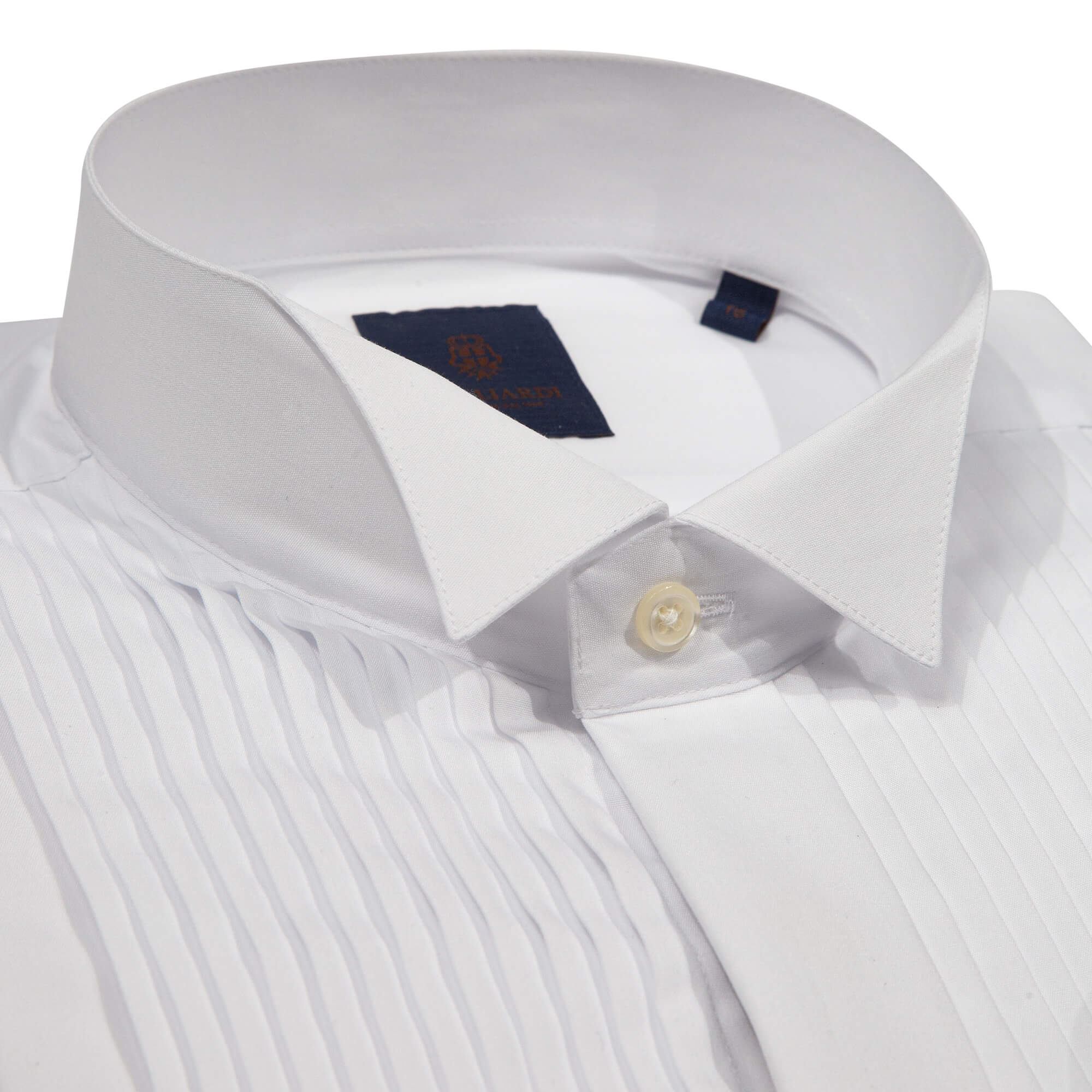 White Pleated With Traditional Wing Collar & Fly Front Dress Shirt